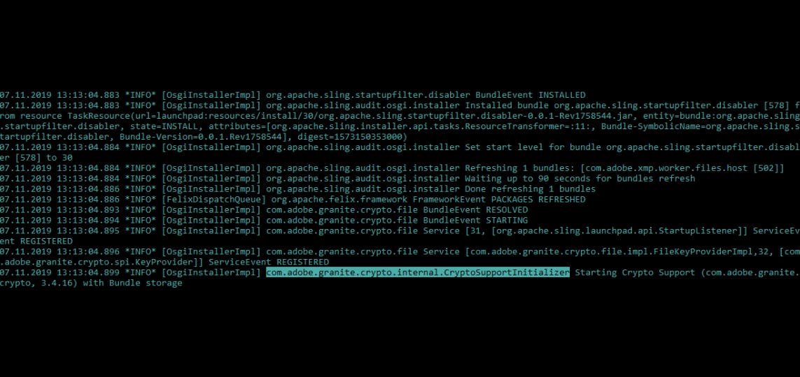 Instalación de AEM atascada en CryptoSupportInitializer